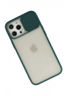Mey İthalat®  iPhone 12 Pro Max Kılıf Palm Buzlu Kamera Sürgülü Silikon - Yeşil