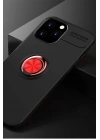 Mey İthalat®  iPhone 12 Pro Max Kılıf Range Yüzüklü Silikon - Siyah-Kırmızı