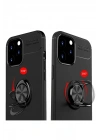 Mey İthalat®  iPhone 12 Pro Max Kılıf Range Yüzüklü Silikon - Siyah-Kırmızı