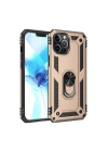 Mey İthalat®  iPhone 12 Pro Max Kılıf Sofya Yüzüklü Silikon Kapak - Gold