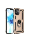 Mey İthalat®  iPhone 12 Pro Max Kılıf Sofya Yüzüklü Silikon Kapak - Gold