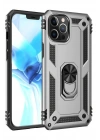 Mey İthalat®  iPhone 12 Pro Max Kılıf Sofya Yüzüklü Silikon Kapak - Gümüş