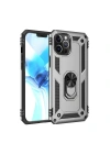 Mey İthalat®  iPhone 12 Pro Max Kılıf Sofya Yüzüklü Silikon Kapak - Gümüş