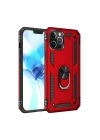 Mey İthalat®  iPhone 12 Pro Max Kılıf Sofya Yüzüklü Silikon Kapak - Kırmızı