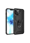Mey İthalat®  iPhone 12 Pro Max Kılıf Sofya Yüzüklü Silikon Kapak - Siyah