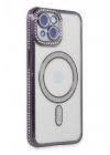 Mey İthalat®  iPhone 13 Kılıf Joke Simli Magneticsafe Kılıf - Derin Mor
