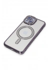 Mey İthalat®  iPhone 13 Kılıf Joke Simli Magneticsafe Kılıf - Derin Mor