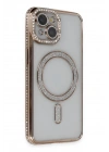 Mey İthalat®  iPhone 13 Kılıf Joke Simli Magneticsafe Kılıf - Gold
