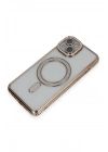 Mey İthalat®  iPhone 13 Kılıf Joke Simli Magneticsafe Kılıf - Gold