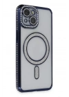 Mey İthalat®   iPhone 13 Kılıf Joke Simli Magneticsafe Kılıf - Lacivert