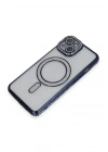 Mey İthalat®   iPhone 13 Kılıf Joke Simli Magneticsafe Kılıf - Lacivert