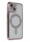 Mey İthalat®  iPhone 13 Kılıf Joke Simli Magneticsafe Kılıf - Pembe