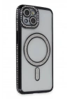 Mey İthalat®  iPhone 13 Kılıf Joke Simli Magneticsafe Kılıf - Siyah