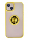 Mey İthalat®  iPhone 13 Kılıf Montreal Yüzüklü Silikon Kapak - Sarı