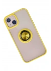 Mey İthalat®  iPhone 13 Kılıf Montreal Yüzüklü Silikon Kapak - Sarı