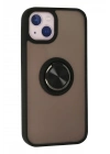 Mey İthalat®  iPhone 13 Kılıf Montreal Yüzüklü Silikon Kapak - Siyah