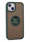 Mey İthalat®  iPhone 13 Kılıf Montreal Yüzüklü Silikon Kapak - Yeşil