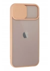 Mey İthalat®  iPhone 13 Kılıf Palm Buzlu Kamera Sürgülü Silikon - Pembe
