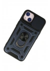 Mey İthalat®  iPhone 13 Kılıf Pars Lens Yüzüklü Silikon - Lacivert
