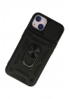 Mey İthalat®  iPhone 13 Kılıf Pars Lens Yüzüklü Silikon - Siyah