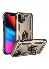Mey İthalat®  iPhone 13 Kılıf Sofya Yüzüklü Silikon Kapak - Gold