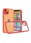 Mey İthalat®  iPhone 13 Mini Kılıf Miami Şeffaf Silikon - Kırmızı