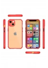 Mey İthalat®  iPhone 13 Mini Kılıf Miami Şeffaf Silikon - Kırmızı