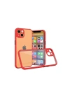 Mey İthalat®  iPhone 13 Mini Kılıf Miami Şeffaf Silikon - Kırmızı