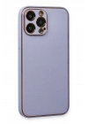 Mey İthalat®  iPhone 13 Pro Kılıf Coco Deri Silikon Kapak - Açık Lila