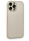 Mey İthalat®  iPhone 13 Pro Kılıf Coco Deri Silikon Kapak - Beyaz