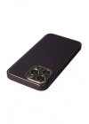 Mey İthalat®  iPhone 13 Pro Kılıf Coco Deri Silikon Kapak - Derin Mor