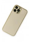 Mey İthalat®  iPhone 13 Pro Kılıf Coco Deri Silikon Kapak - Gold