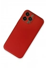 Mey İthalat®  iPhone 13 Pro Kılıf Coco Deri Silikon Kapak - Kırmızı