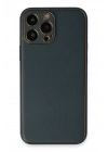 Mey İthalat®  iPhone 13 Pro Kılıf Coco Deri Silikon Kapak - Mavi