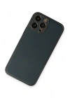 Mey İthalat®  iPhone 13 Pro Kılıf Coco Deri Silikon Kapak - Mavi