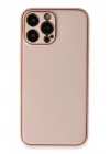 Mey İthalat®  iPhone 13 Pro Kılıf Coco Deri Silikon Kapak - Pembe
