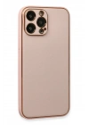Mey İthalat®  iPhone 13 Pro Kılıf Coco Deri Silikon Kapak - Pembe