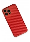 Mey İthalat®  iPhone 13 Pro Kılıf Coco Karbon Silikon - Kırmızı