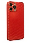 Mey İthalat®  iPhone 13 Pro Kılıf Coco Karbon Silikon - Kırmızı