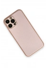 Mey İthalat®  iPhone 13 Pro Kılıf Coco Karbon Silikon - Pembe