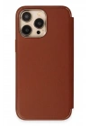 Mey İthalat®  iPhone 13 Pro Kılıf Dolpin Kapaklı - Kahverengi