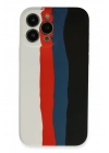 Mey İthalat®  iPhone 13 Pro Kılıf Ebruli Lansman Silikon - Beyaz-Siyah