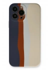 Mey İthalat®  iPhone 13 Pro Kılıf Ebruli Lansman Silikon - Lacivert-Krem