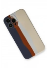 Mey İthalat®  iPhone 13 Pro Kılıf Ebruli Lansman Silikon - Lacivert-Krem
