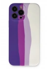 Mey İthalat®  iPhone 13 Pro Kılıf Ebruli Lansman Silikon - Mor-Beyaz