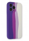 Mey İthalat®  iPhone 13 Pro Kılıf Ebruli Lansman Silikon - Mor-Beyaz
