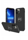 Mey İthalat®  iPhone 13 Pro Kılıf Elit Yüzüklü Kapak - Siyah