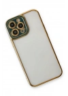 Mey İthalat®  iPhone 13 Pro Kılıf Liva Lens Silikon - Yeşil