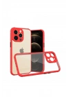 Mey İthalat®  iPhone 13 Pro Kılıf Miami Şeffaf Silikon - Kırmızı