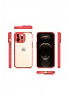 Mey İthalat®  iPhone 13 Pro Kılıf Miami Şeffaf Silikon - Kırmızı